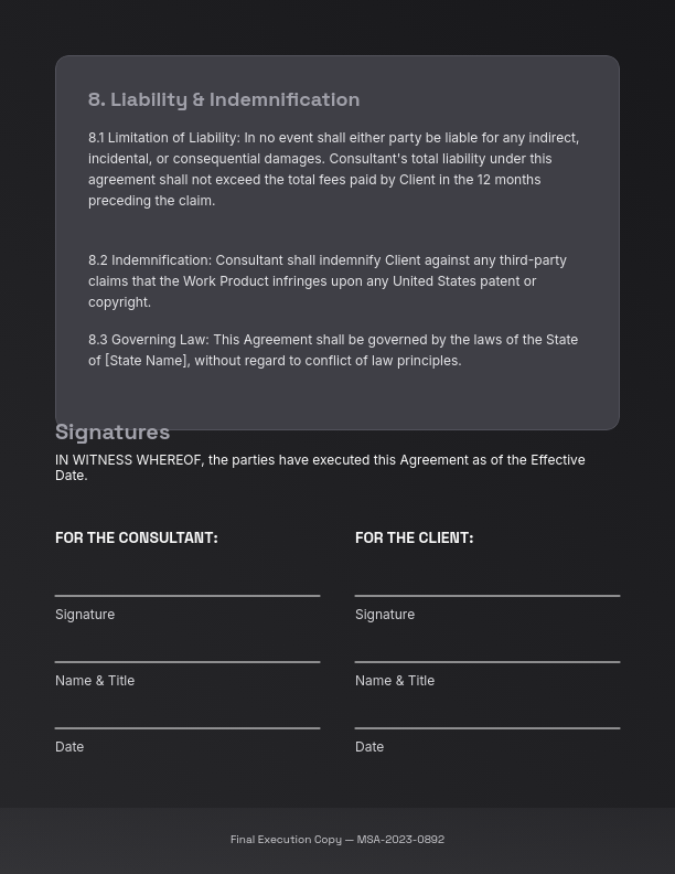 Strategic Consulting Master Service Agreement