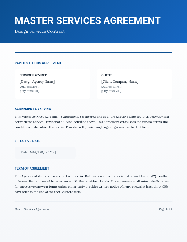 Creative Design Master Service Agreement