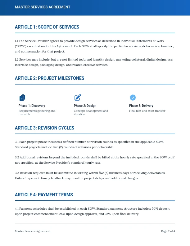 Creative Design Master Service Agreement