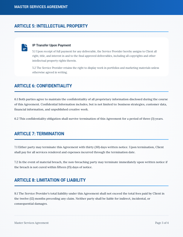 Creative Design Master Service Agreement