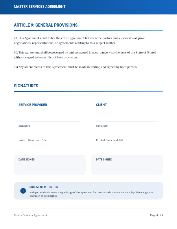 Creative Design Master Service Agreement