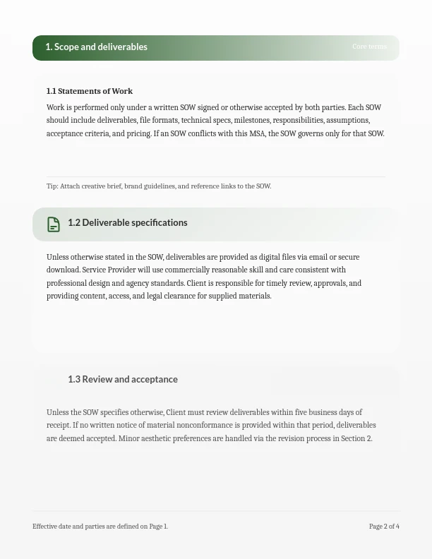 Visual Design Master Service Agreement