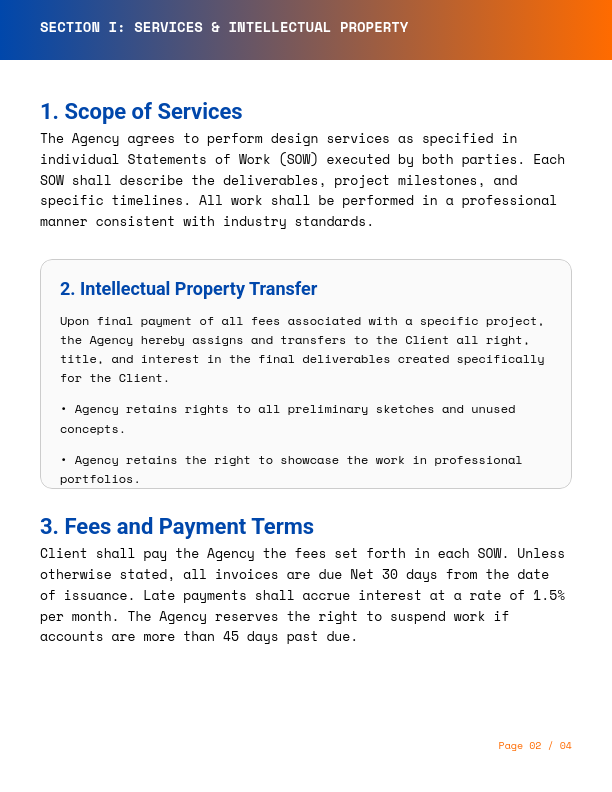 Design Services Master Agreement Framework