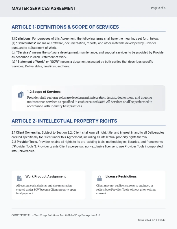 Enterprise Software Master Service Agreement