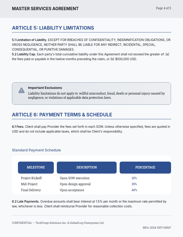 Enterprise Software Master Service Agreement