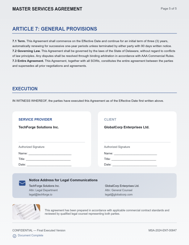 Enterprise Software Master Service Agreement