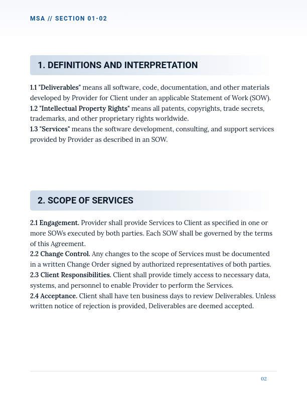 Enterprise Software Master Service Agreement