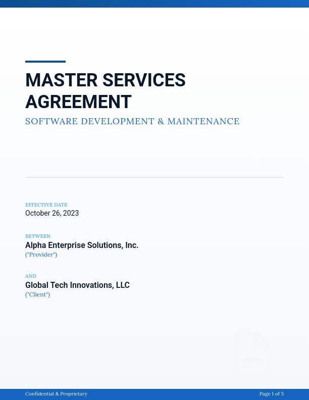 Enterprise Software Services Master Agreement