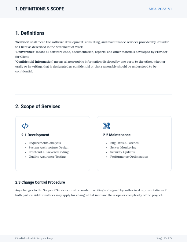 Enterprise Software Services Master Agreement