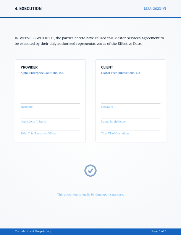 Enterprise Software Services Master Agreement