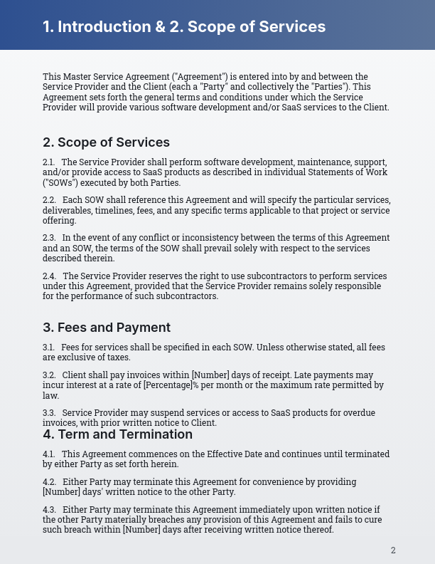 Enterprise Software Service Agreement