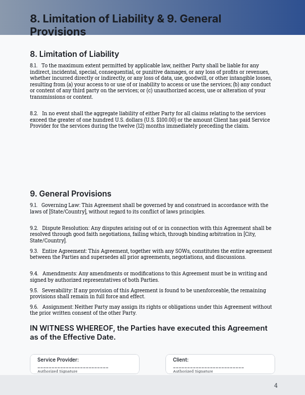 Enterprise Software Service Agreement