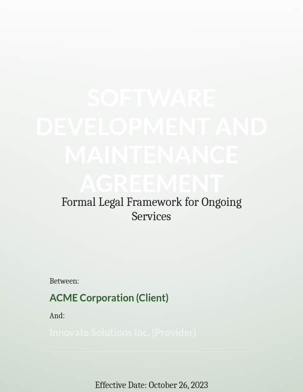 Enterprise Software Master Service Agreement