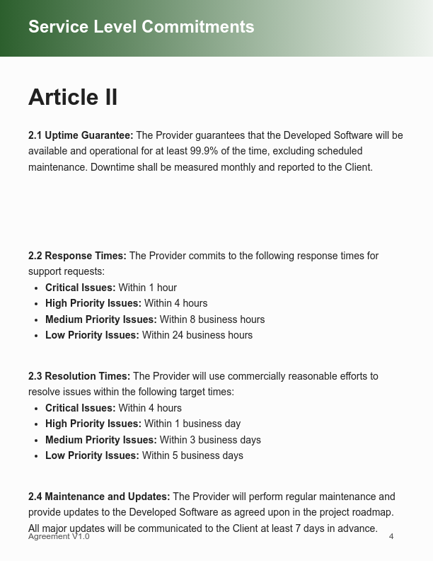 Enterprise Software Master Service Agreement