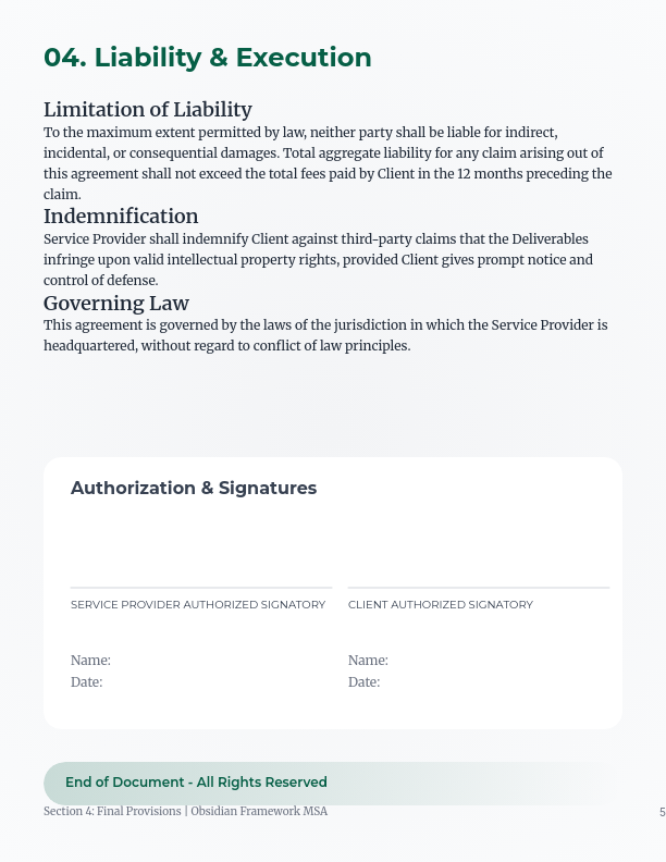 Software Master Service Agreement