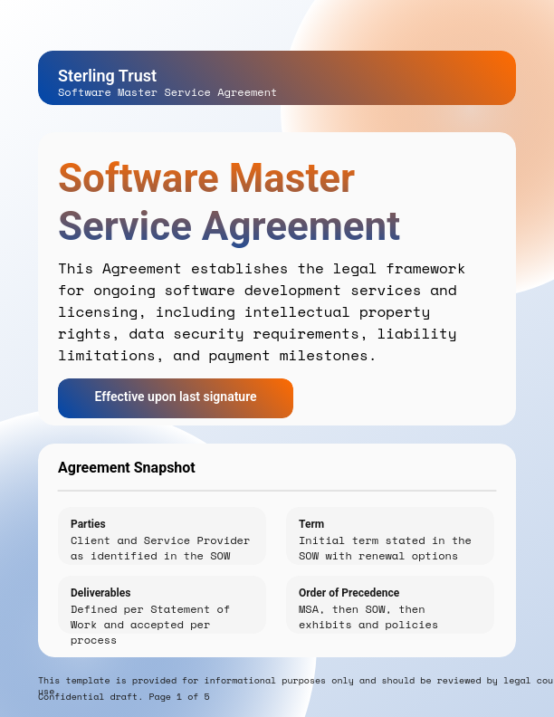Software Development Master Service Agreement