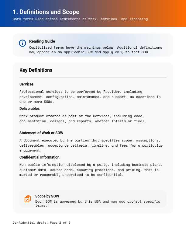 Software Development Master Service Agreement