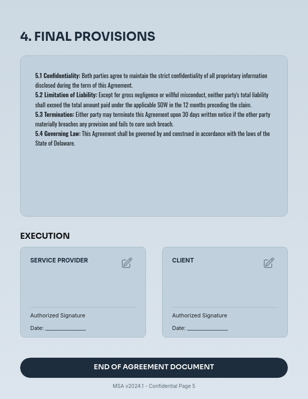 Enterprise Software Master Service Agreement