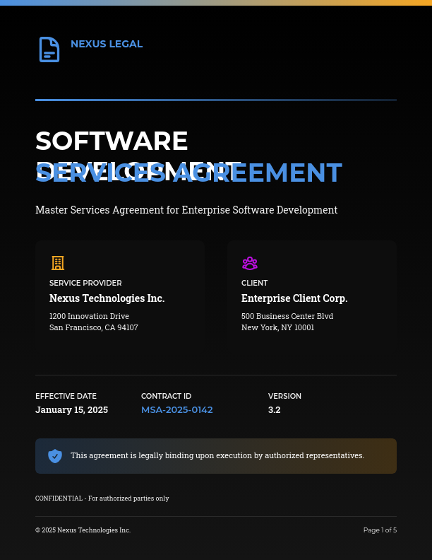 Software Development Master Service Agreement