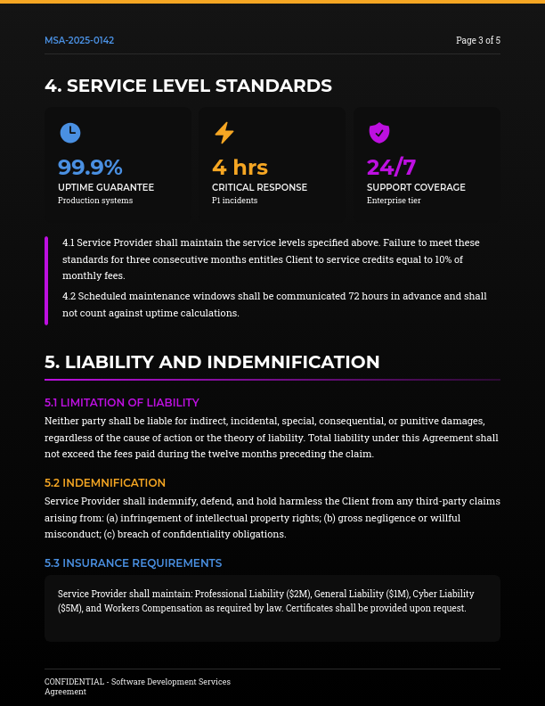 Software Development Master Service Agreement