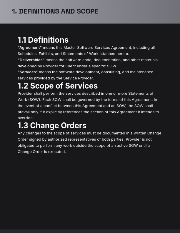 Master Software Development Services Agreement