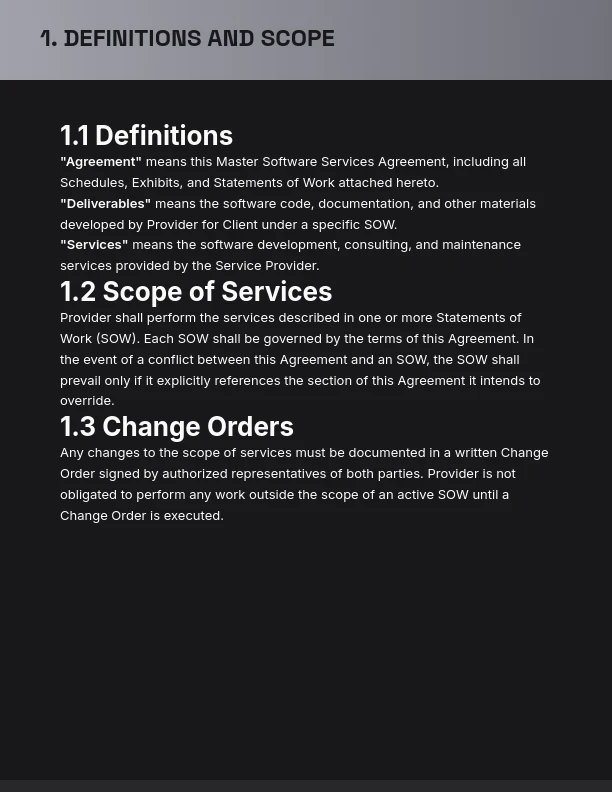 Master Software Development Services Agreement