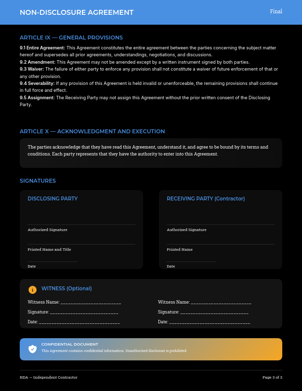 Independent Contractor Confidentiality Agreement
