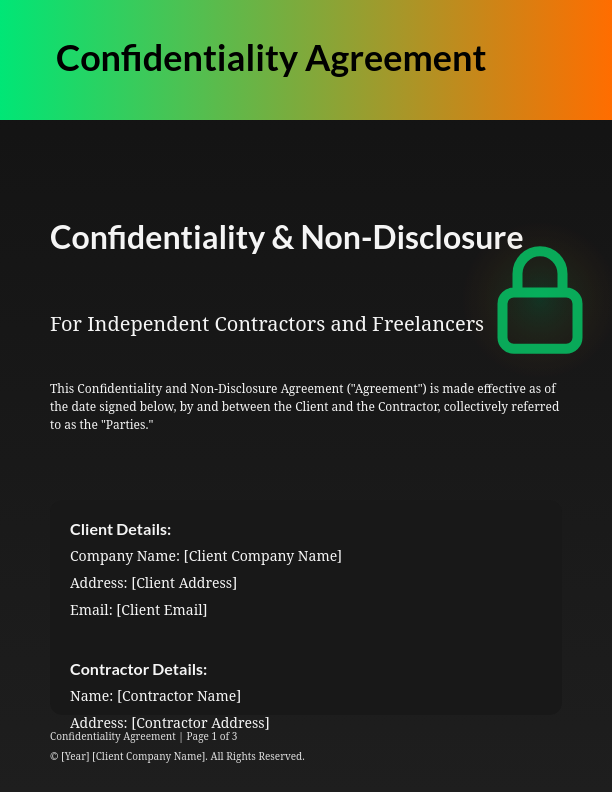 Independent Contractor Confidentiality Agreement