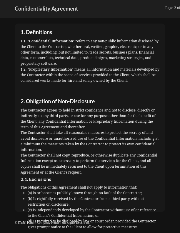 Independent Contractor Confidentiality Agreement