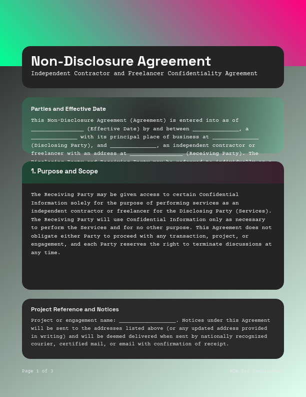 Contractor Confidentiality & Non-Disclosure