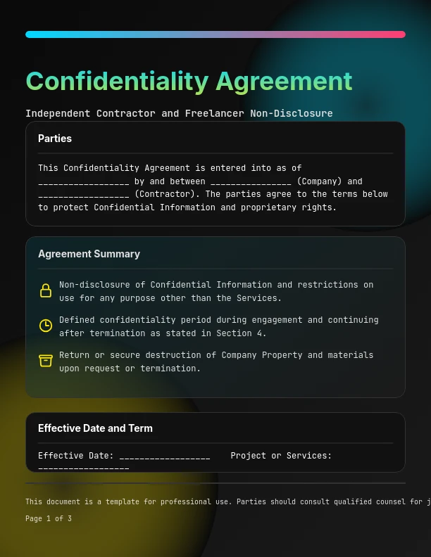 Independent Contractor Confidentiality Agreement