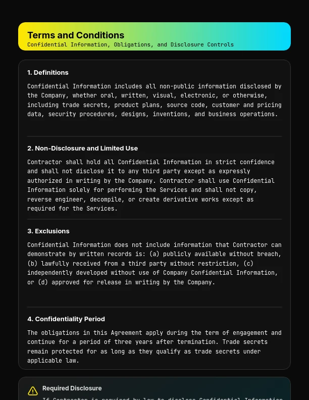 Independent Contractor Confidentiality Agreement