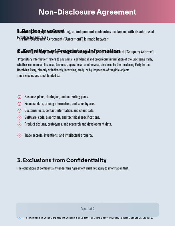 Independent Contractor Confidentiality Agreement