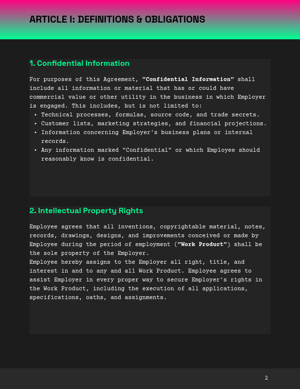 Employee Confidentiality Agreement