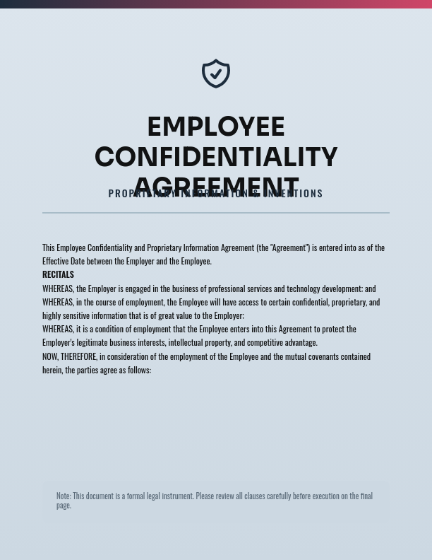 Employee Confidentiality & Intellectual Property
