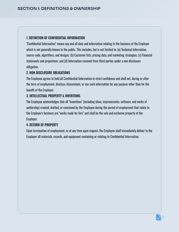 Employee Confidentiality & Intellectual Property