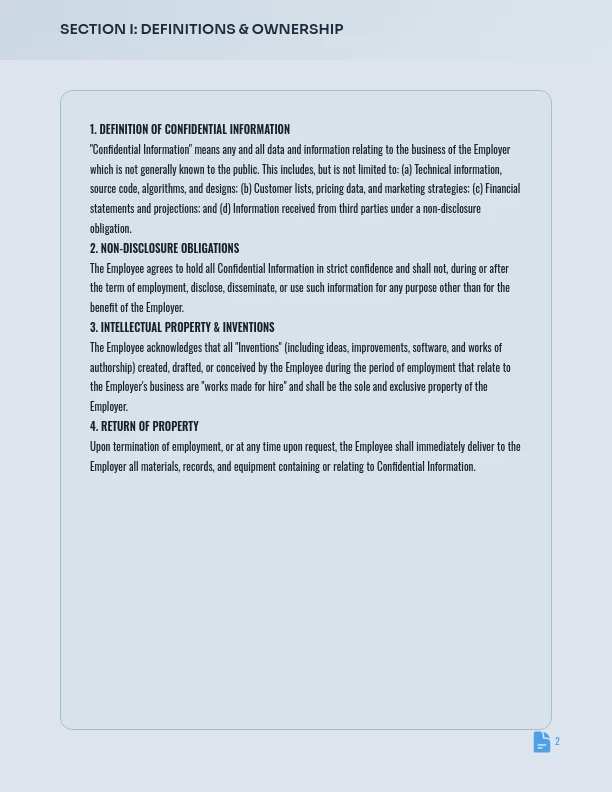 Employee Confidentiality & Intellectual Property