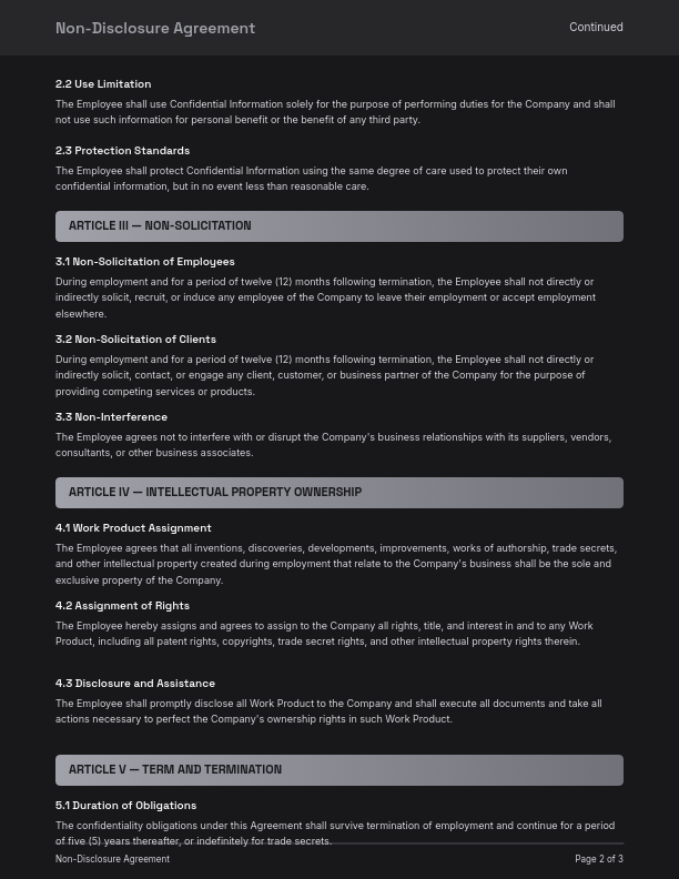 Employee Confidentiality Agreement