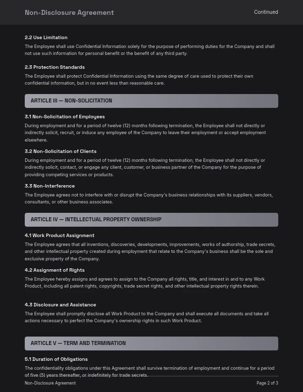 Employee Confidentiality Agreement