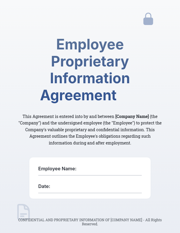 Employee Proprietary Information Agreement