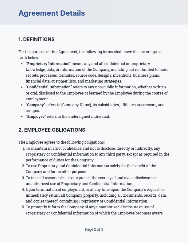 Employee Proprietary Information Agreement