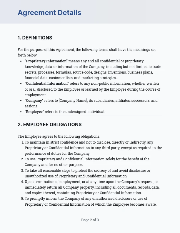 Employee Proprietary Information Agreement