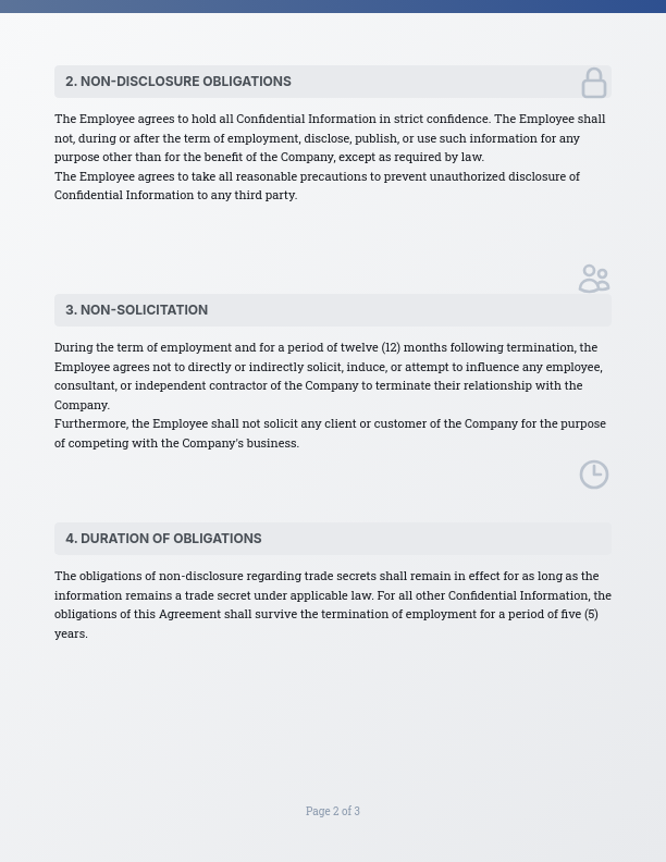 Standard Employee Confidentiality Agreement