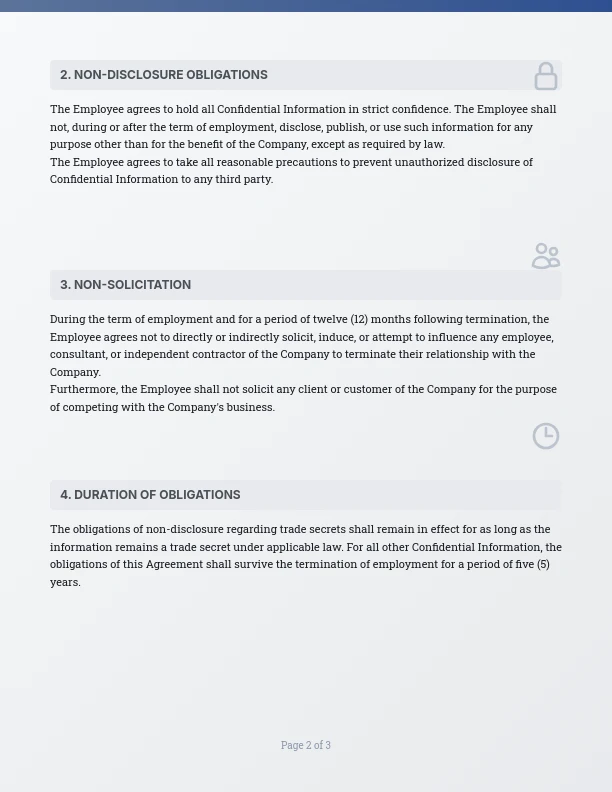 Standard Employee Confidentiality Agreement