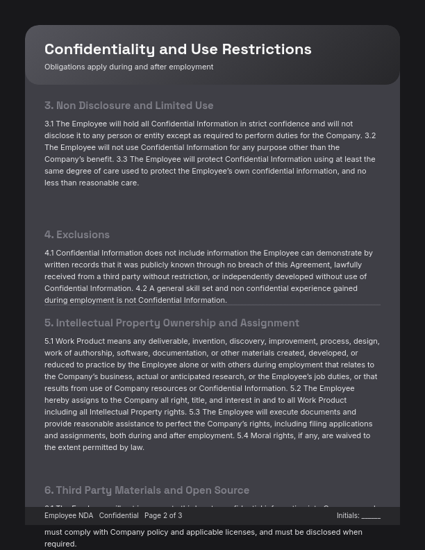 Employee Confidentiality and IP Protection