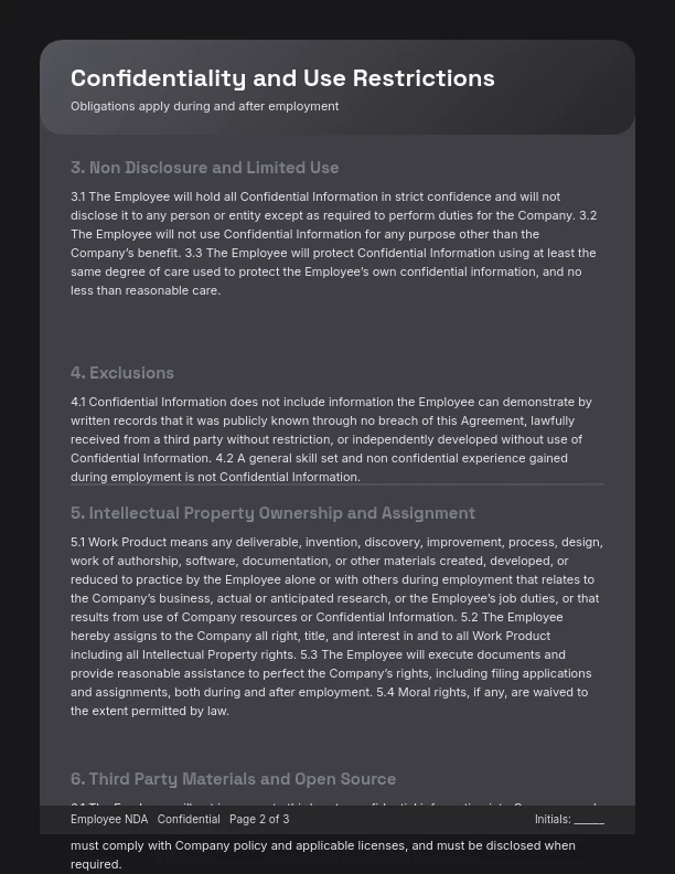 Employee Confidentiality and IP Protection