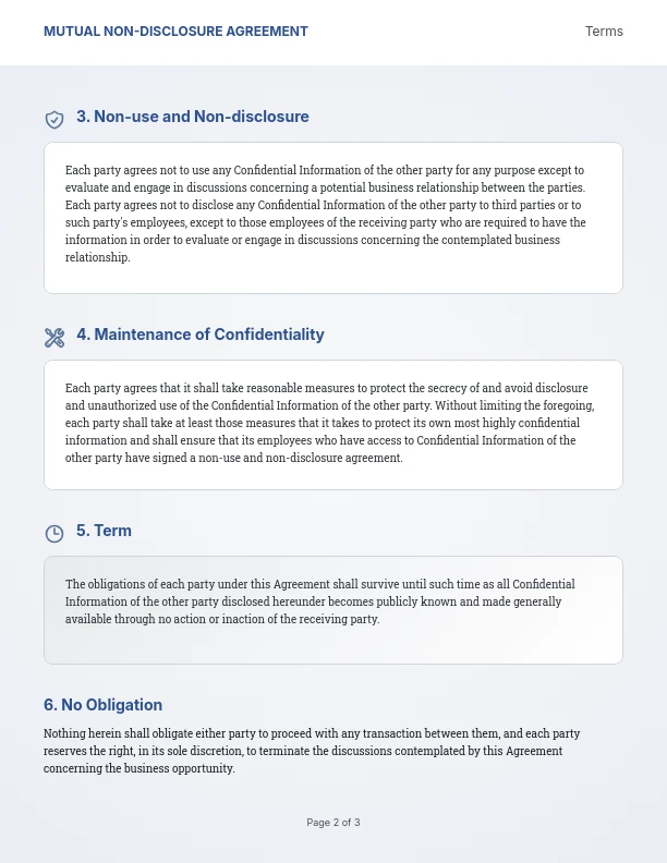 Standard Mutual Confidentiality Agreement