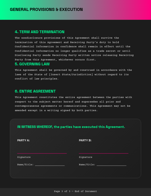 Bilateral Confidentiality and Non-Disclosure