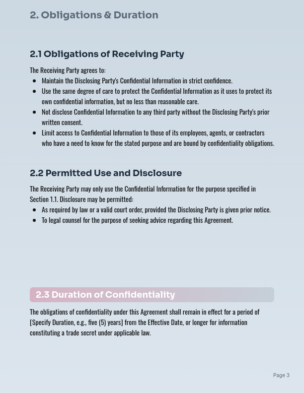 Standard Two-Way Non-Disclosure Agreement