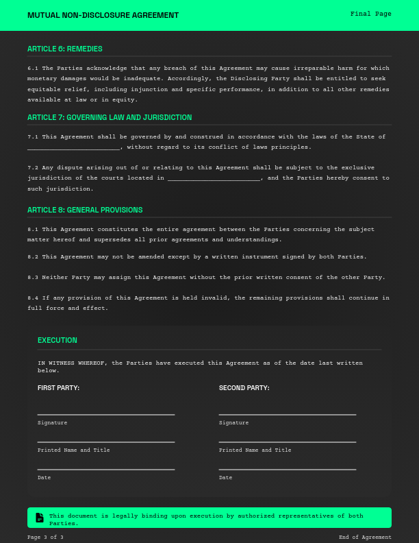 Mutual Confidentiality & Non-Disclosure